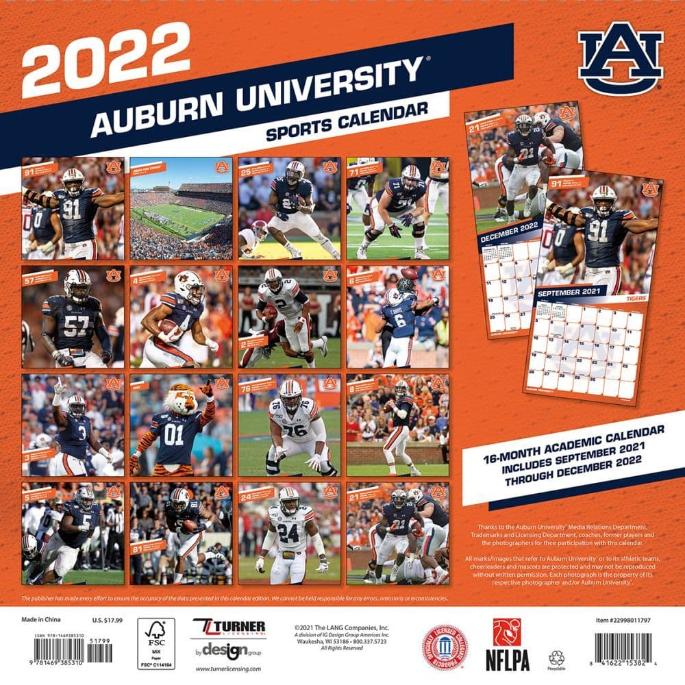 Auburn Tigers 2022 Wall Calendar - Calendars.com