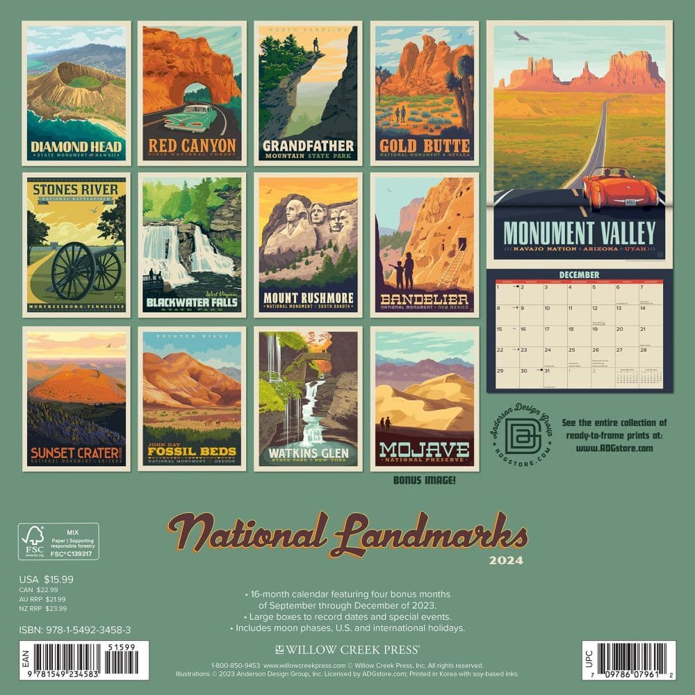 National Monuments ADG 2024 Wall Calendar