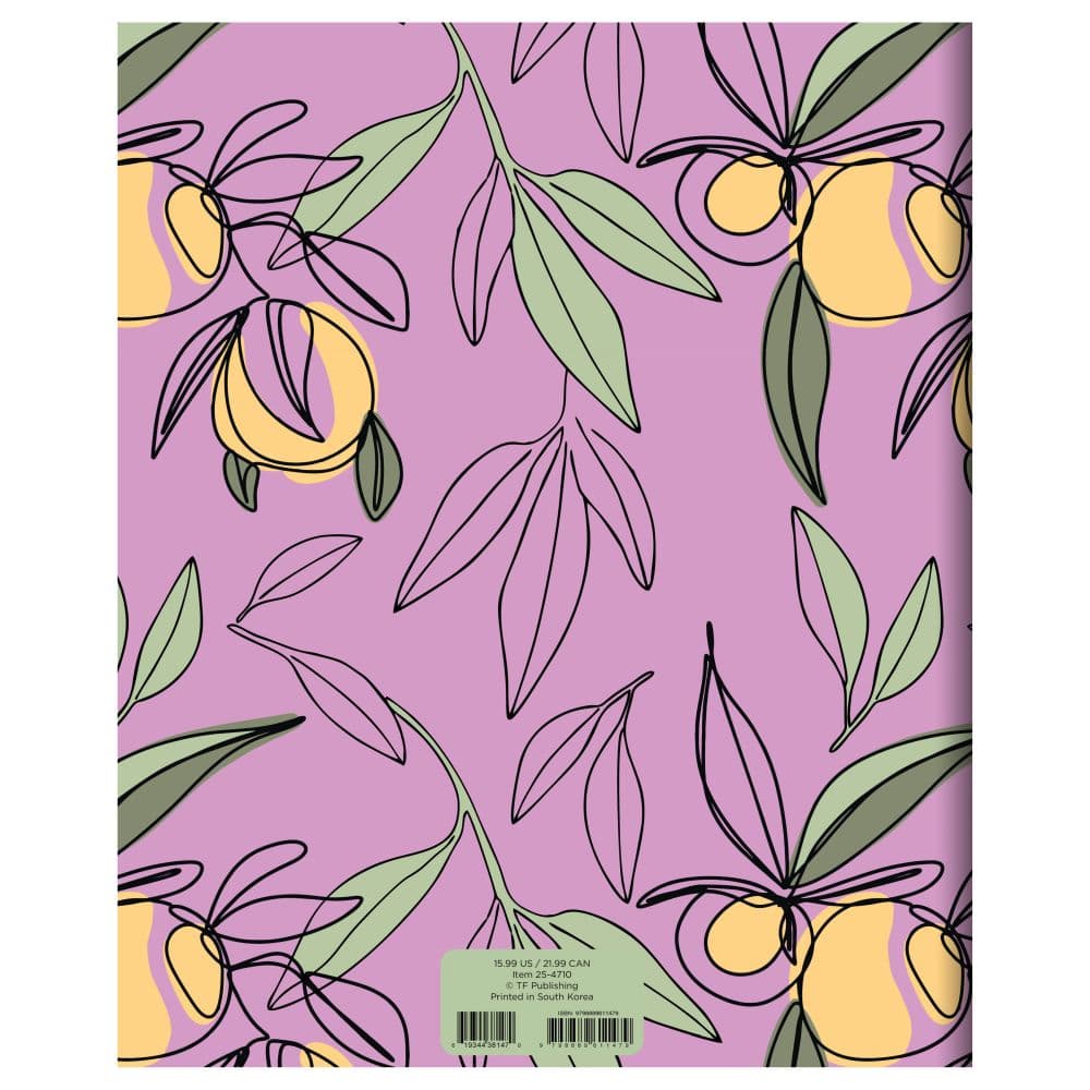 Lemon and Lavender Large 2025 Monthly Planner back cover