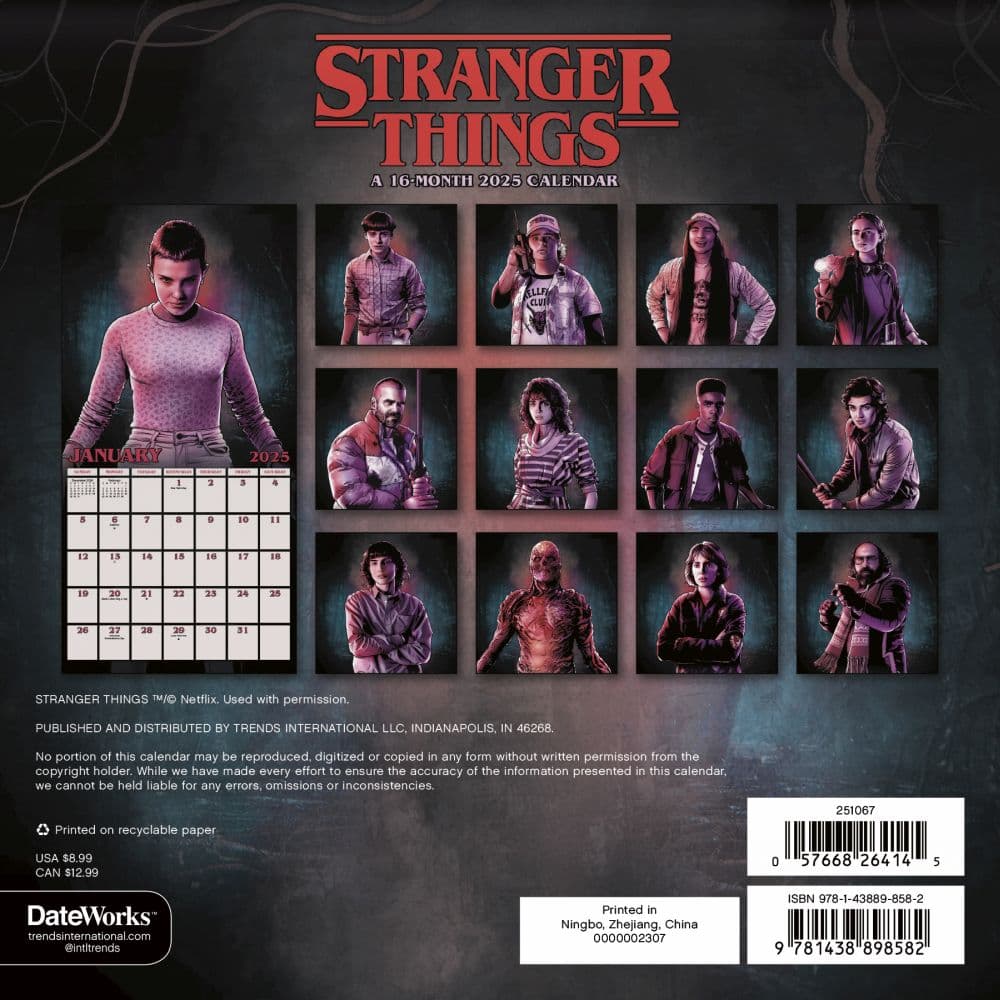 Stranger Things 2025 Mini Wall Calendar Alt4