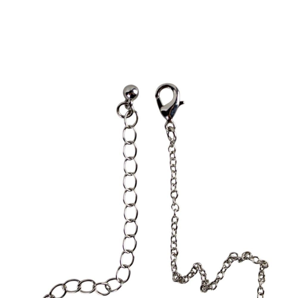 White Cat in Strawberry Cup Necklace Silver clasp