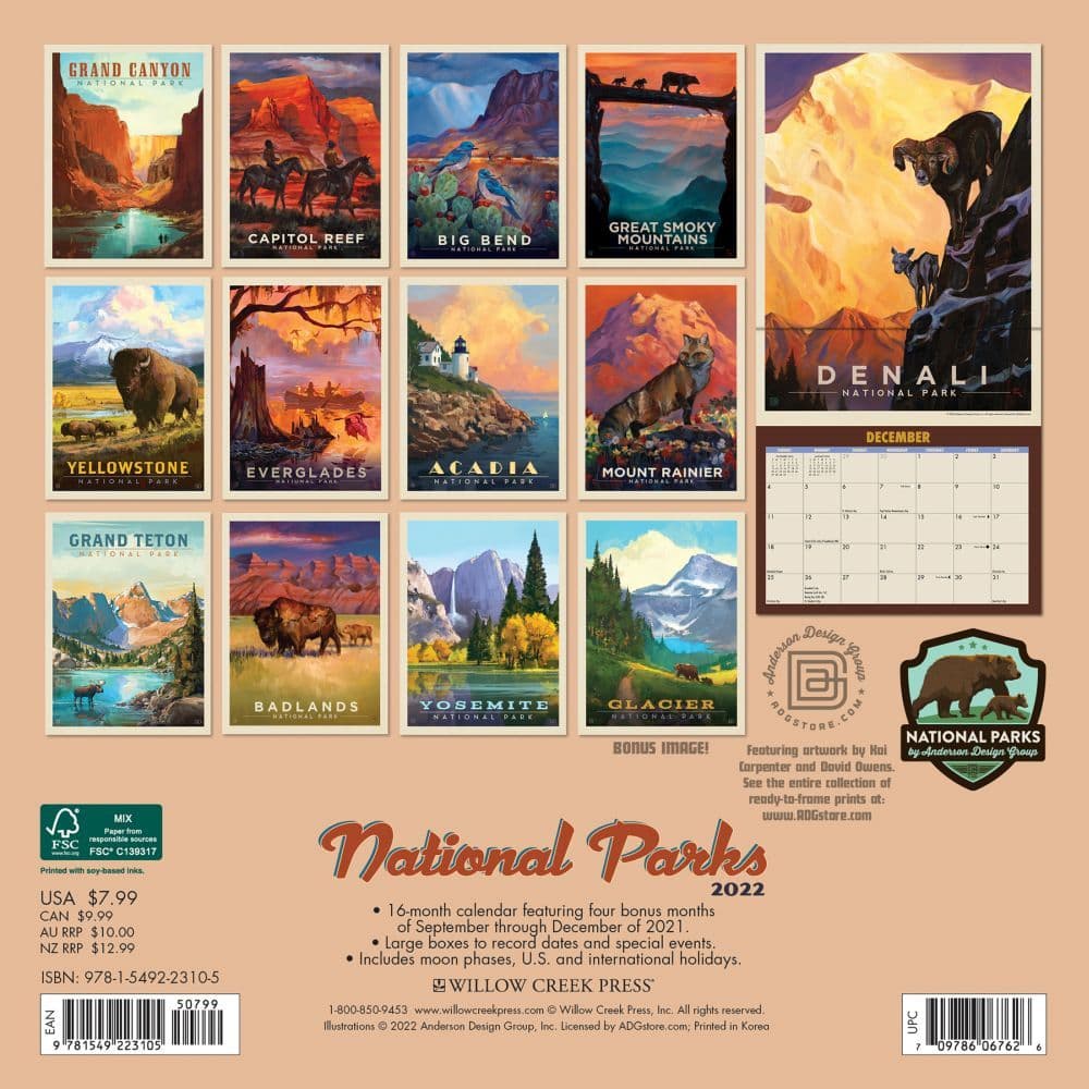National Parks 2022 Calendar National Parks 2022 Mini Wall Calendar - Calendars.com