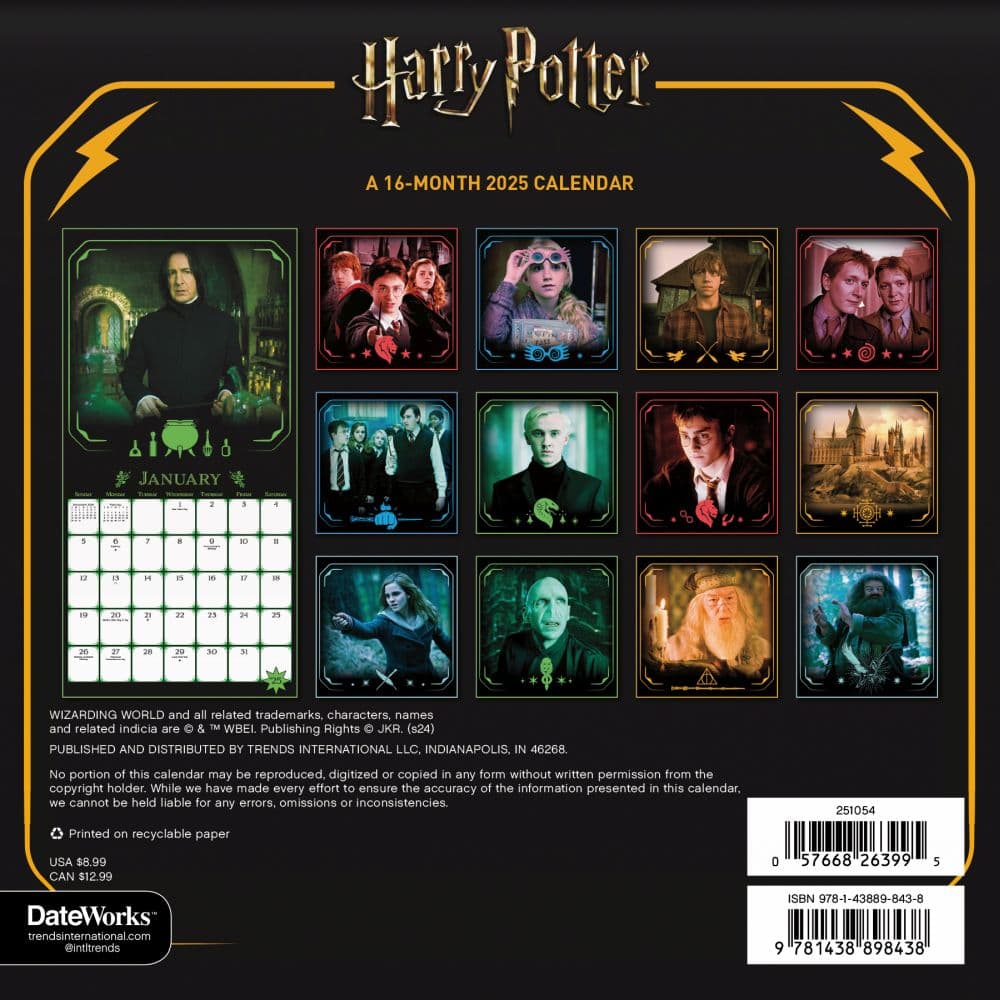 Harry Potter 2025 Mini Wall Calendar Alt1