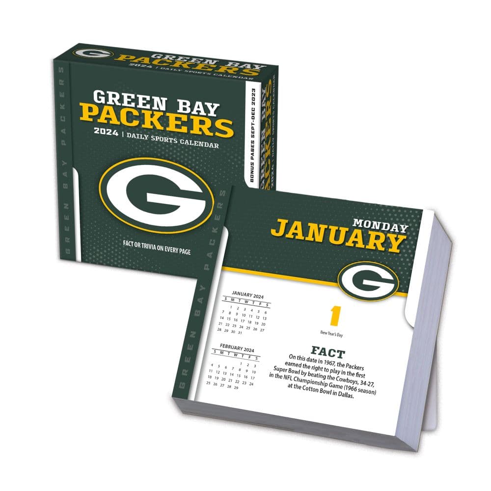 NFL Green Bay Packers 2024 Desk Calendar Main Product Image width=&quot;1000&quot; height=&quot;1000&quot;