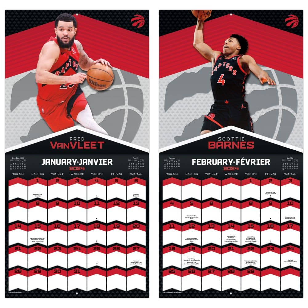 NBA Toronto Raptors 2024 Wall Calendar