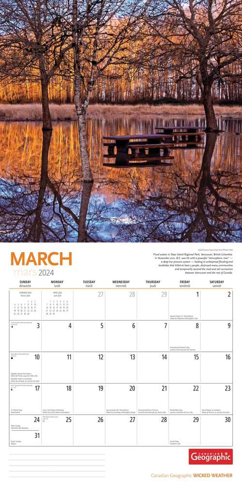 Canadian Geographic Wild Weather 2024 Wall Calendar March