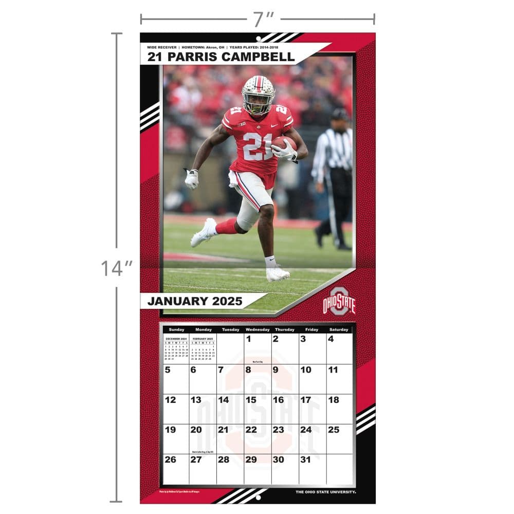 COL Ohio State Buckeyes 2025 Mini Wall Calendar Sixth Alternate Image width="1000" height="1000"