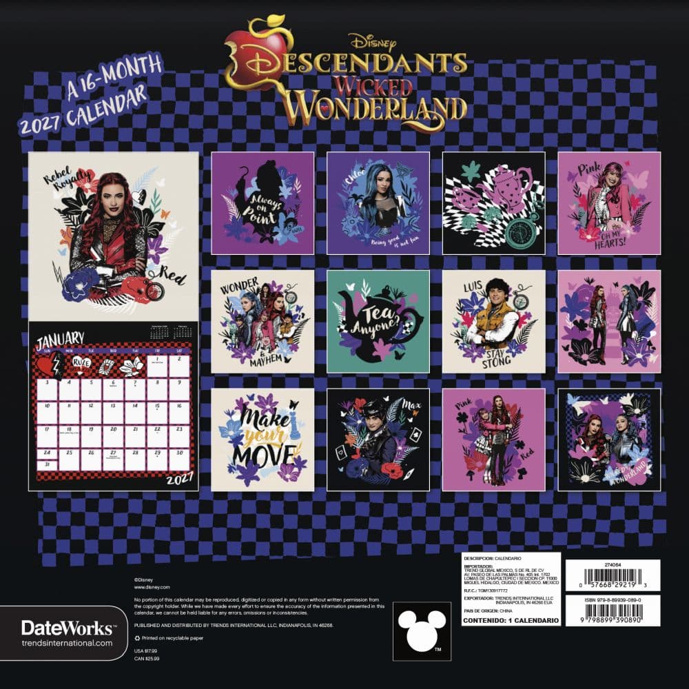 Descendants Wicked Wonderland 2027 Wall Calendar First Alternate Image