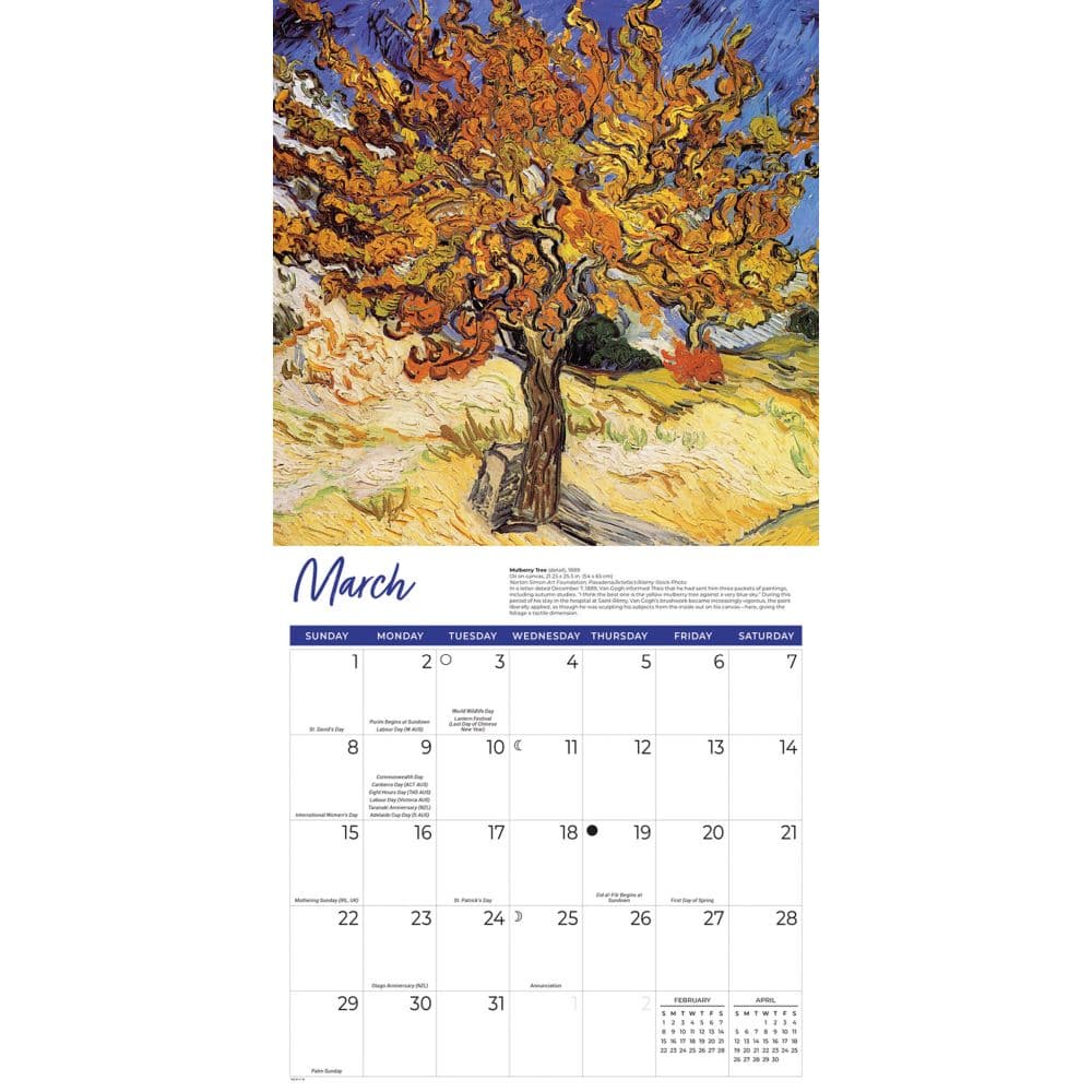 Van Gogh 2026 Wall Calendar Second Alternate Image
