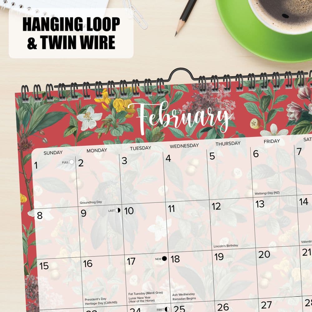 Botanical Nature Spiral Art 2026 Wall Calendar Fourth Alternate Image