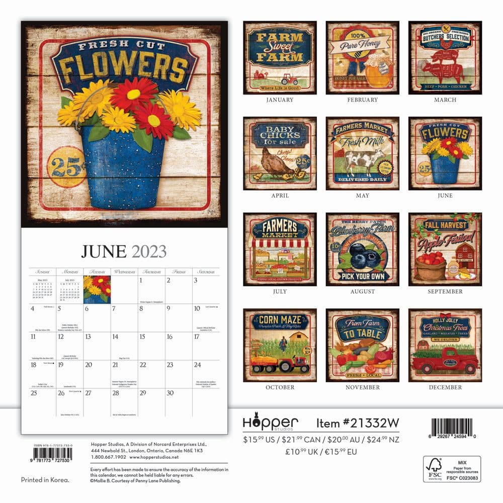 Farmers Market 2023 Wall Calendar - Calendars.com