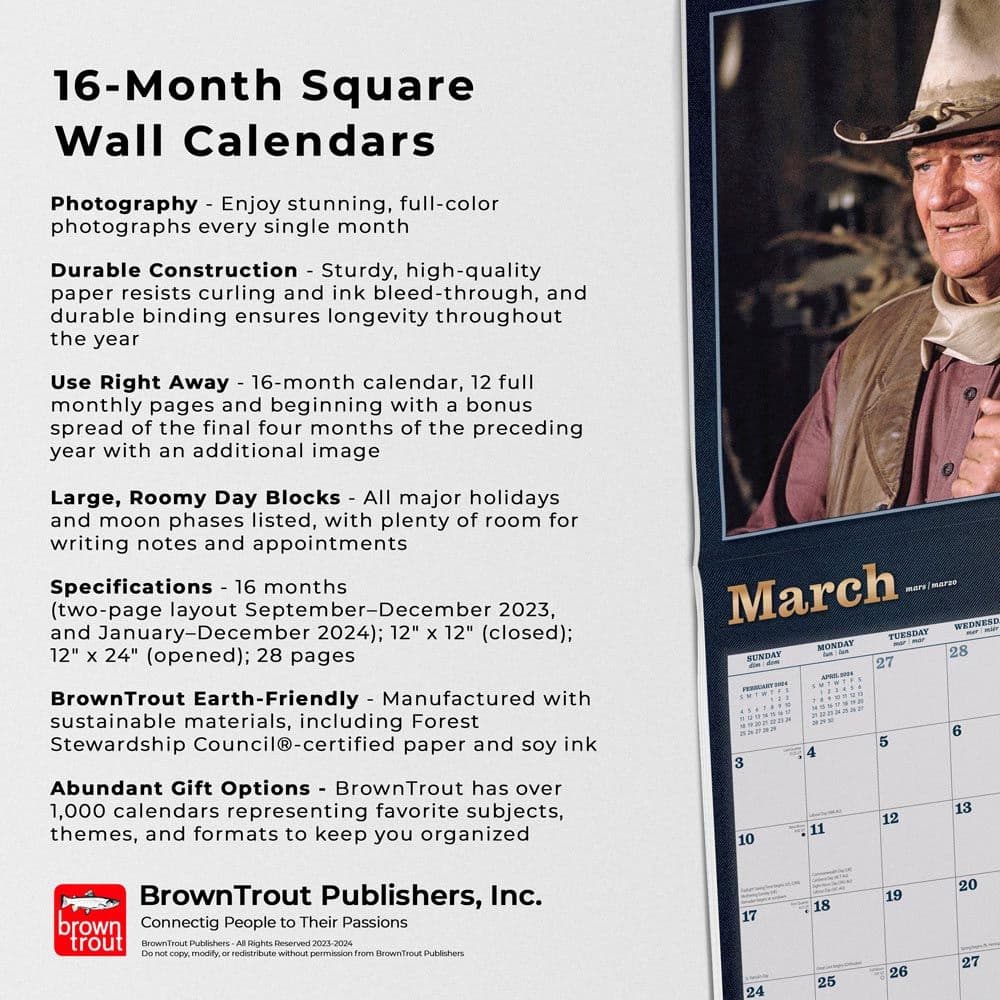John Wayne 2024 Wall Calendar Fourth Alternate Image width=&quot;1000&quot; height=&quot;1000&quot;