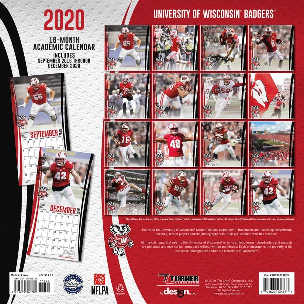 Wisconsin Badgers Wall Calendar