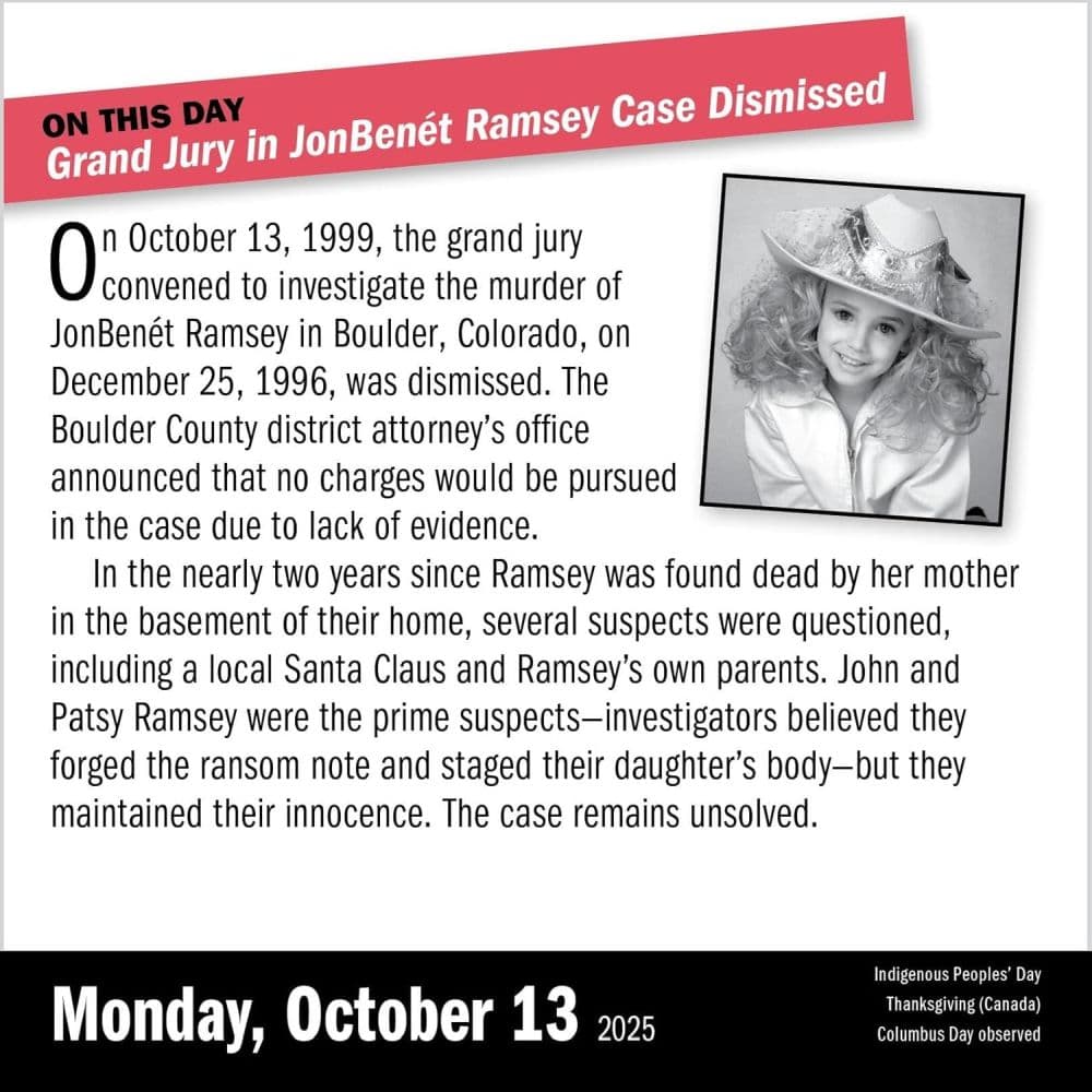 True Crime 2025 Page-a-Day Desk Calendar Sixth Alternate Image