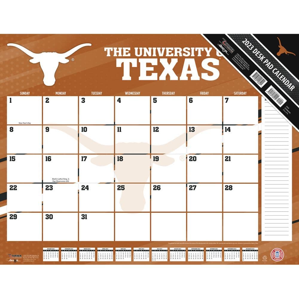 Ut 2023 Calendar Texas Longhorns 2023 Desk Pad Calendar - Calendars.com