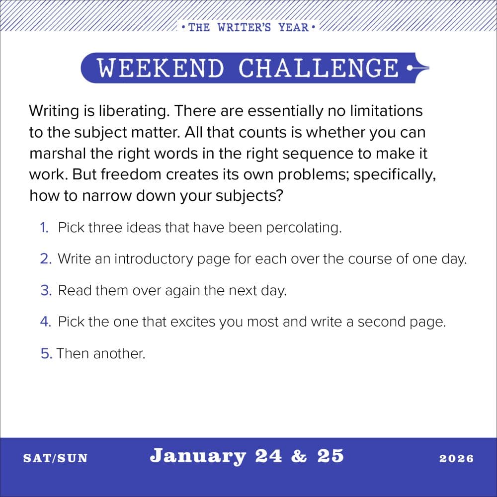 Writers Year 2026 Third Calendar First Alternate Image