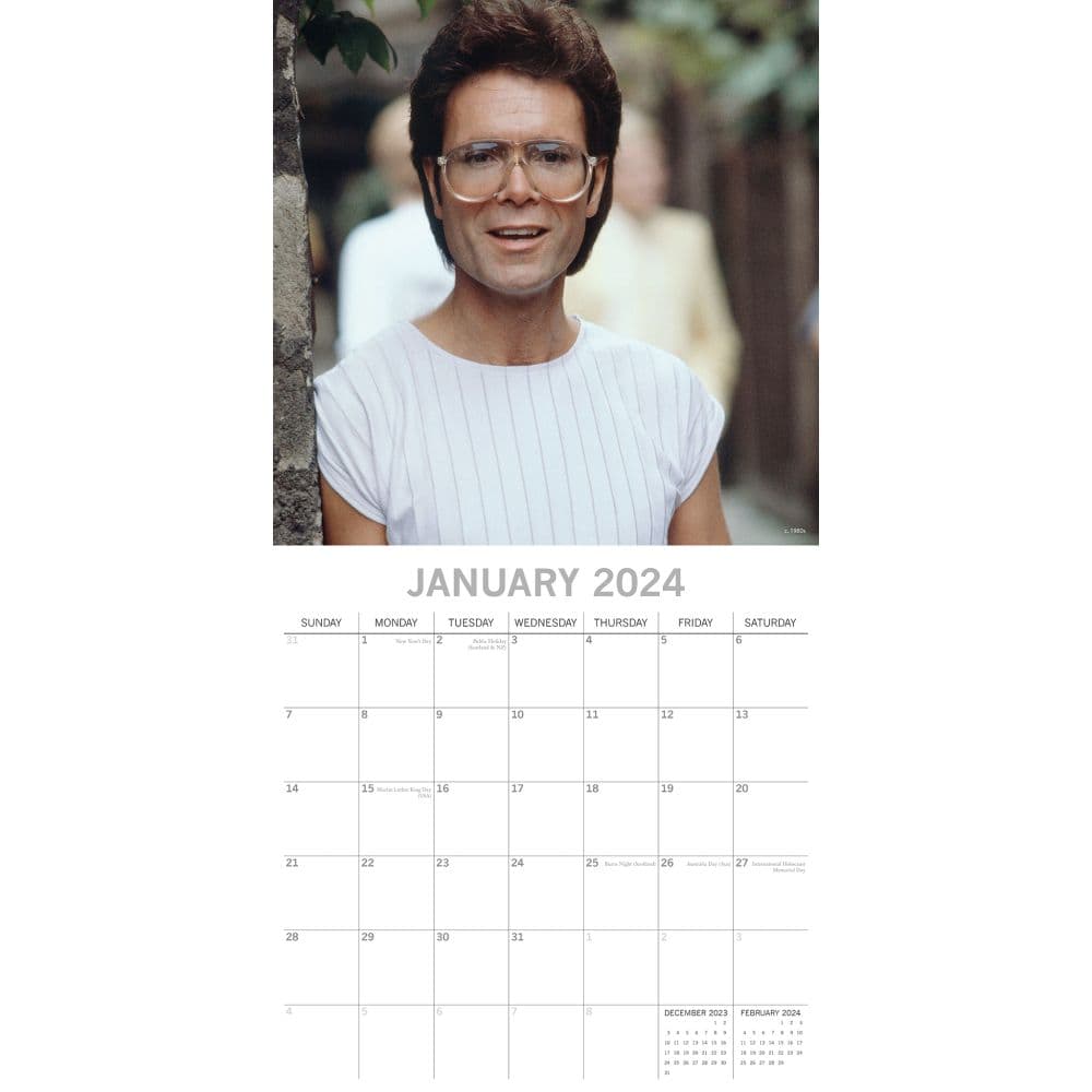 Cliff Richard 2024 Wall Calendar