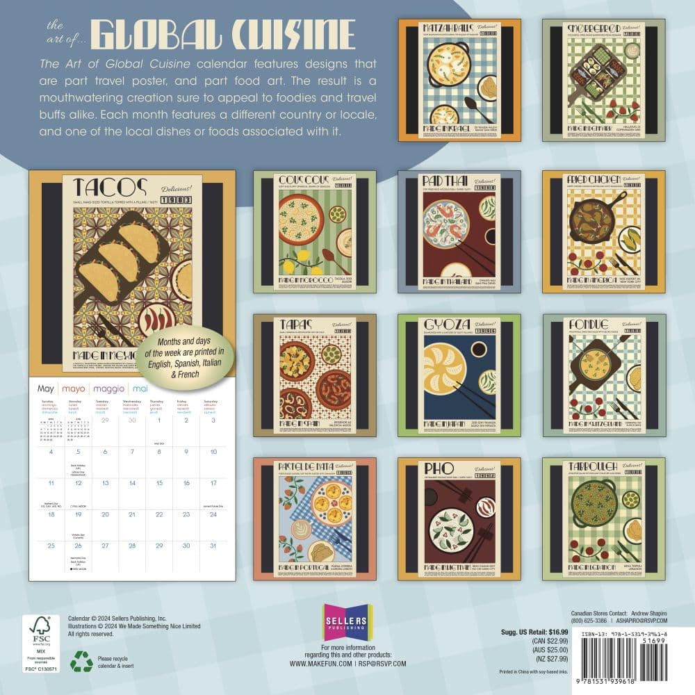 Art Of Global Cuisine 2025 Wall Calendar