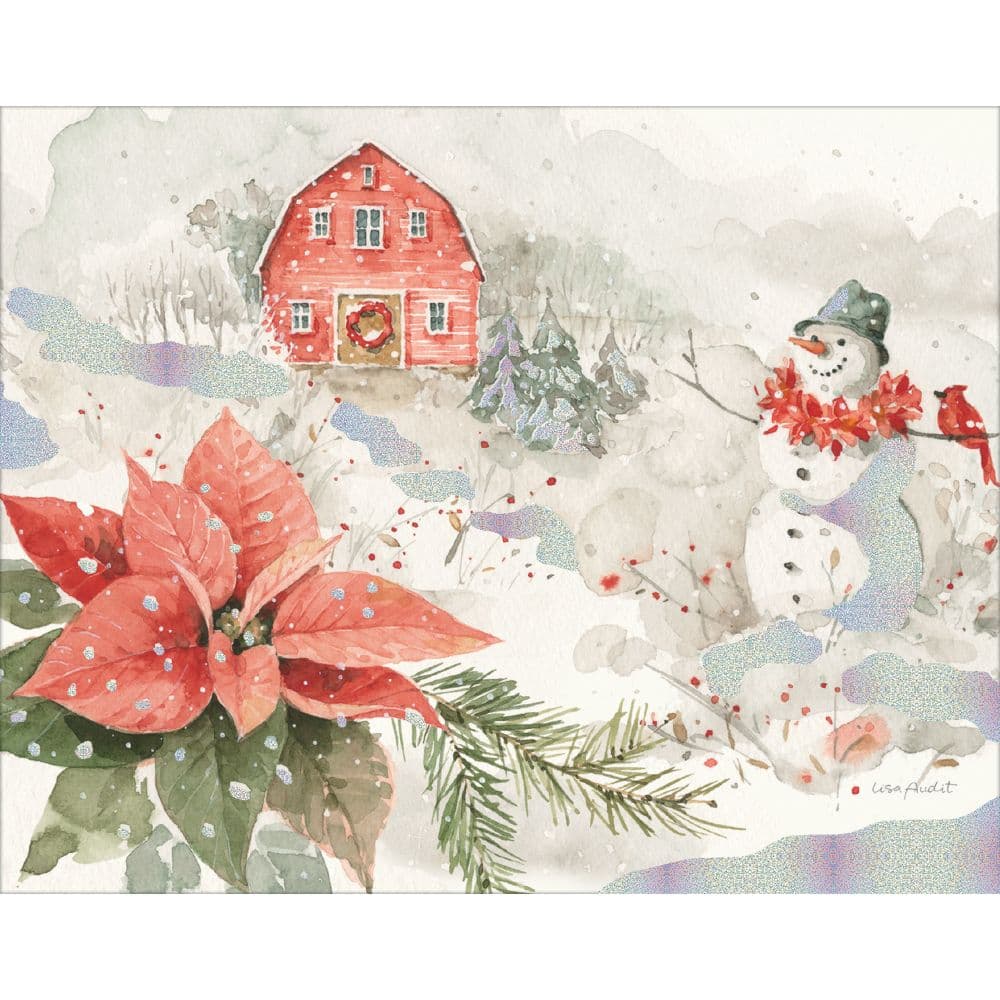 Poinsettia Village Boxed Christmas Cards Main