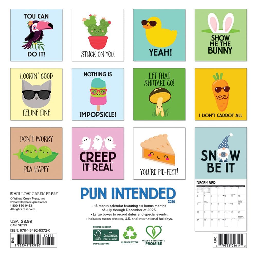 Pun Intended 2026 Mini Wall Calendar First Alternate Image