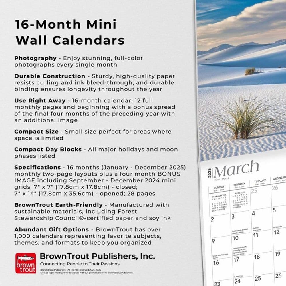 National Parks 2025 Mini Wall Calendar Fifth Alternate Image