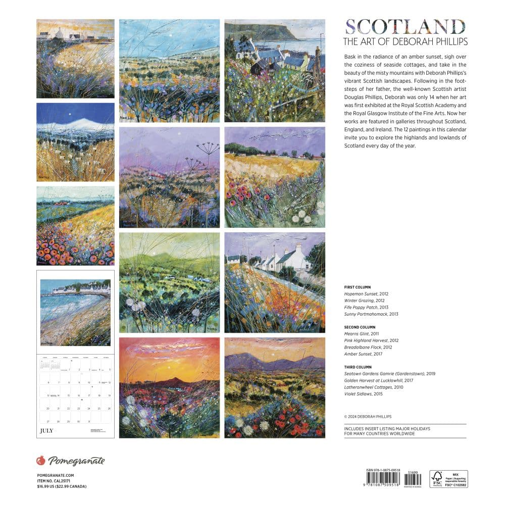 Scotland Phillips Art 2025 Wall Calendar