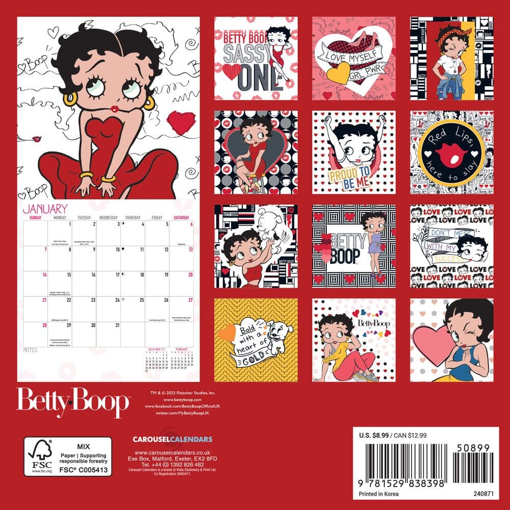 Betty Boop 2025 Mini Wall Calendar