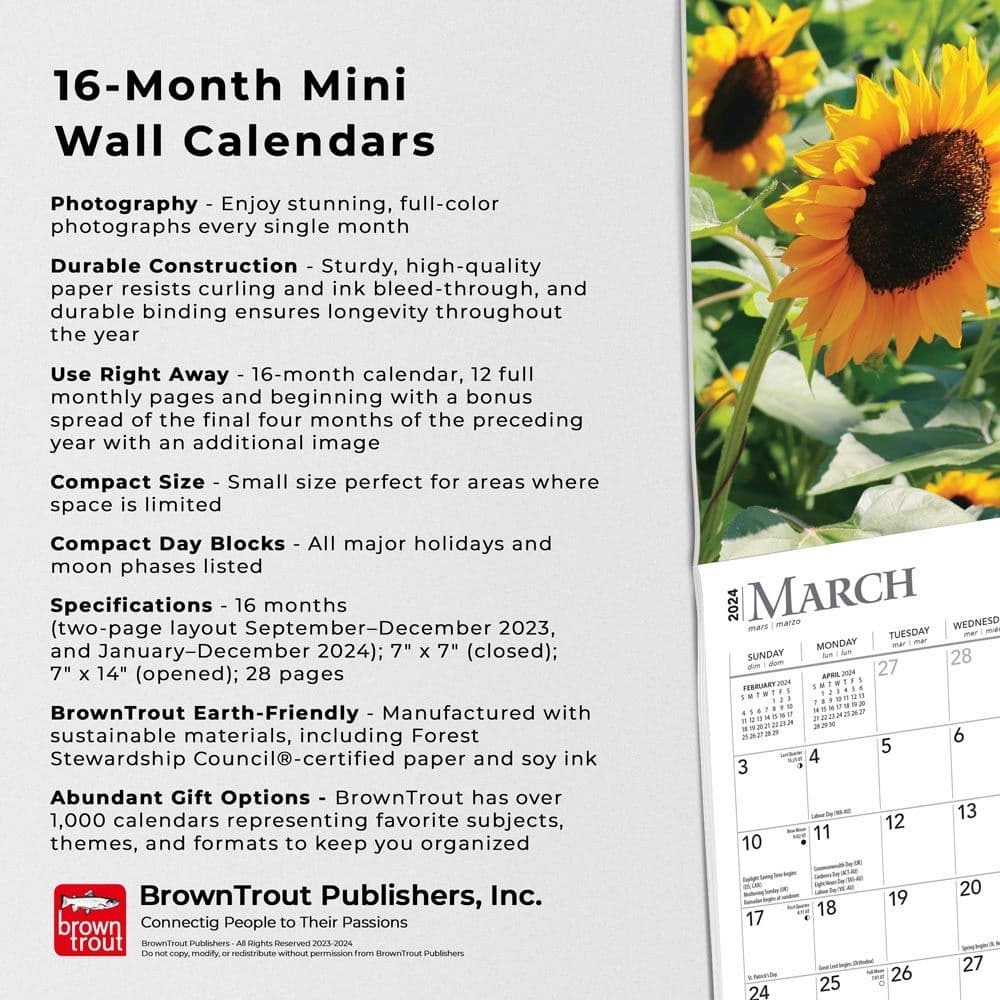 Sunflowers 2024 Mini Wall Calendar Alternate Image 4