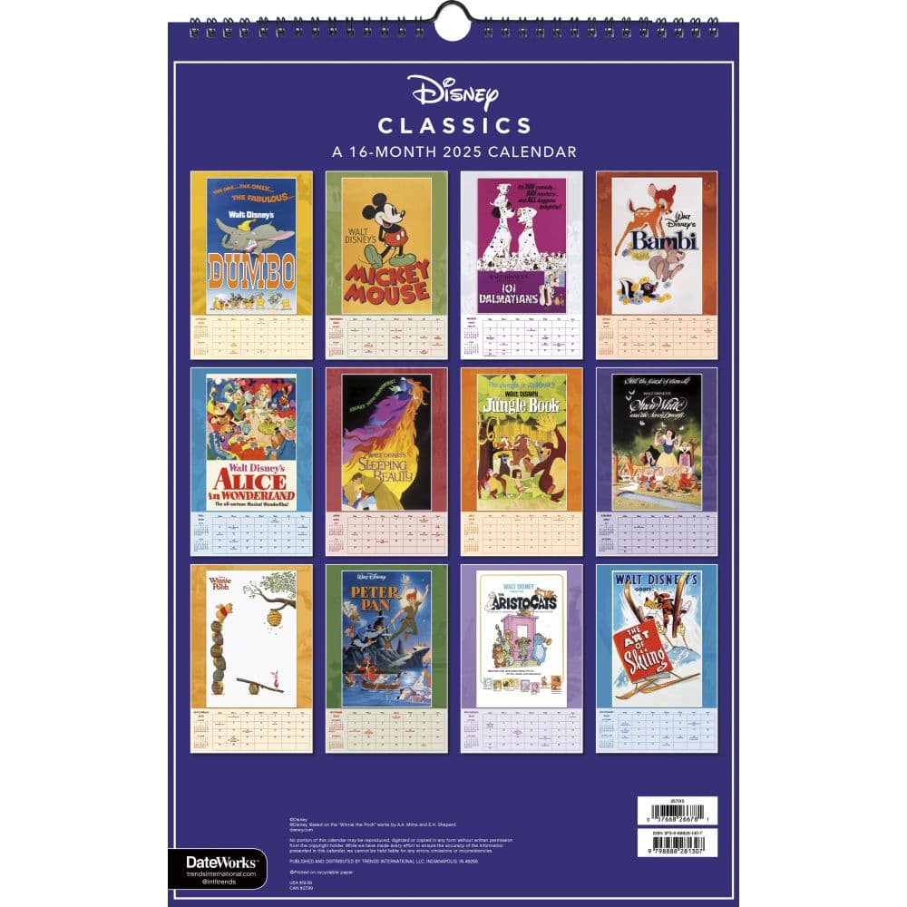 Disney Classic 2025 Poster Wall Calendar Alt3