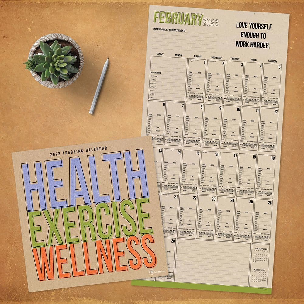 Health And Wellness Fitness Tracker 2022 Wall Calendar - Calendars.com