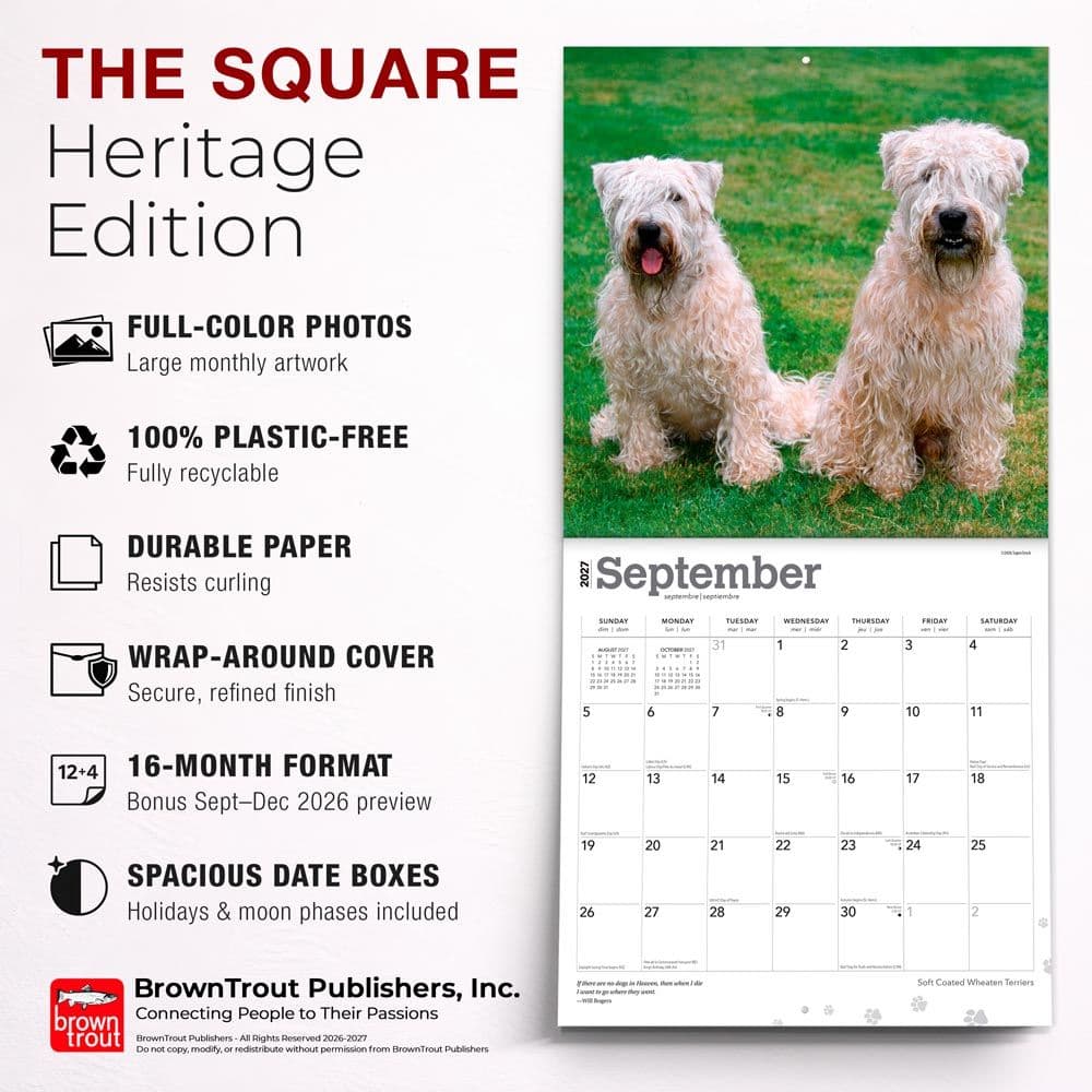 Wheaten Terriers Soft Coated 2027 Wall Calendar Sixth Alternate Image