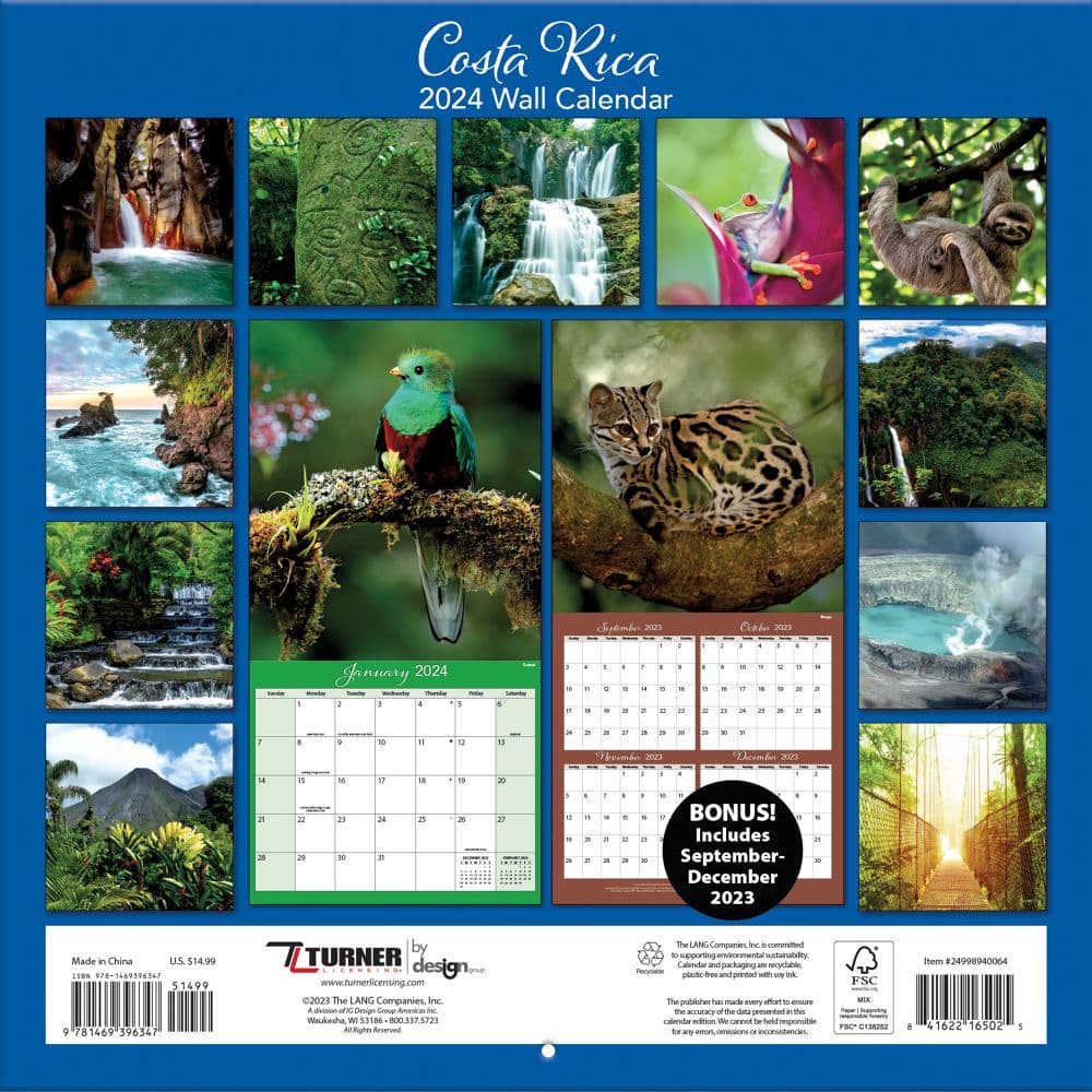 Costa Rica 2024 Wall Calendar