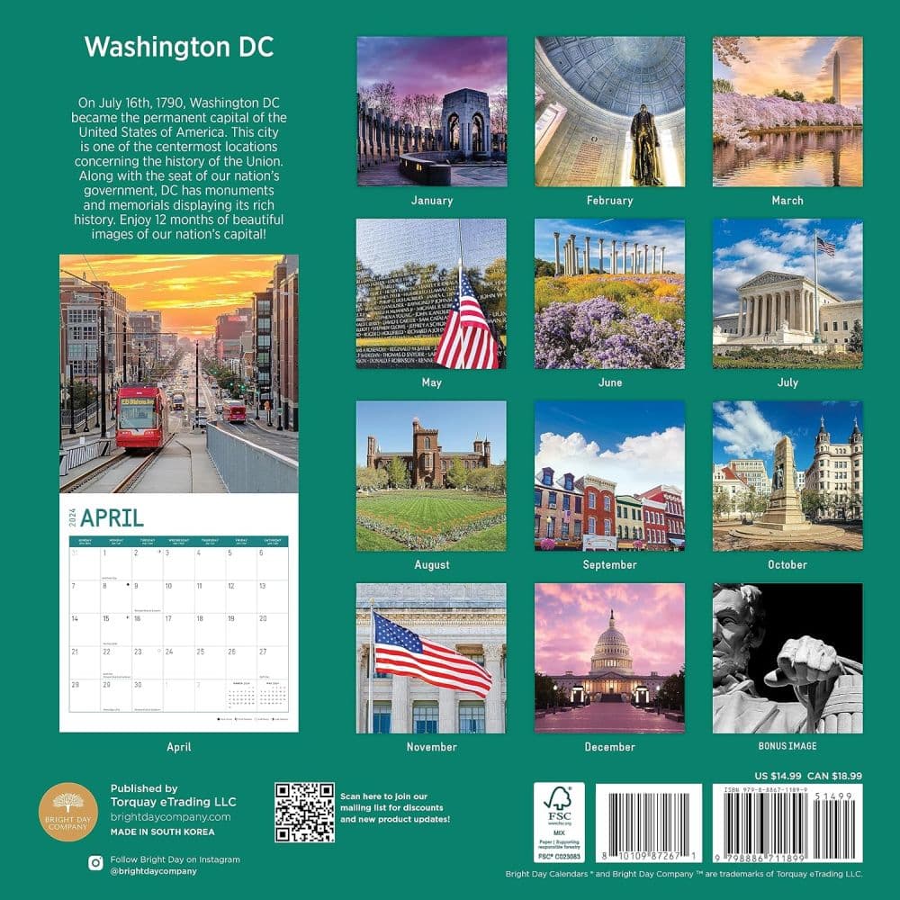 Washington DC 2024 Wall Calendar First Alternate Image width=&quot;1000&quot; height=&quot;1000&quot;