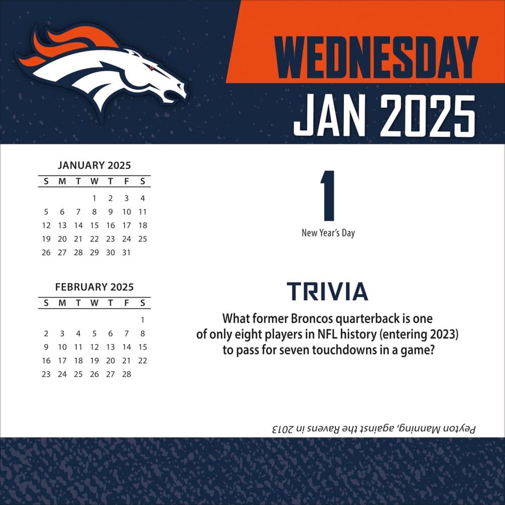 NFL Denver Broncos 2025 Desk Calendar First Alternate Image