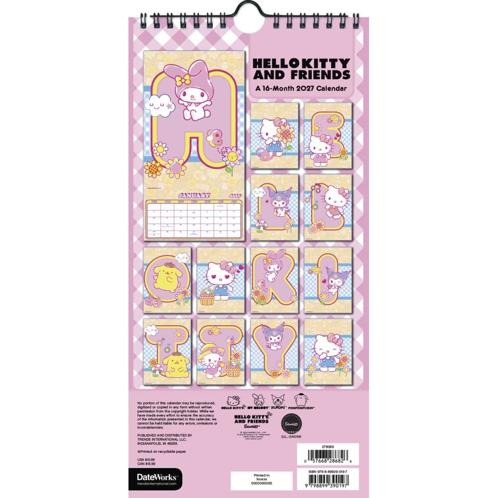 Hello Kitty and Friends 2027 Slim Wall Calendar First Alternate Image