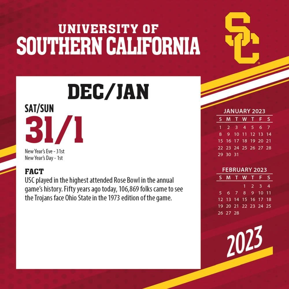 Usc 2025 Calendar Printable Calendar 2025