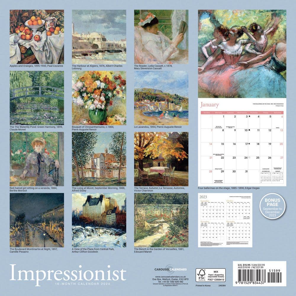 Impressionist 2024 Wall Calendar Alternate Image 1