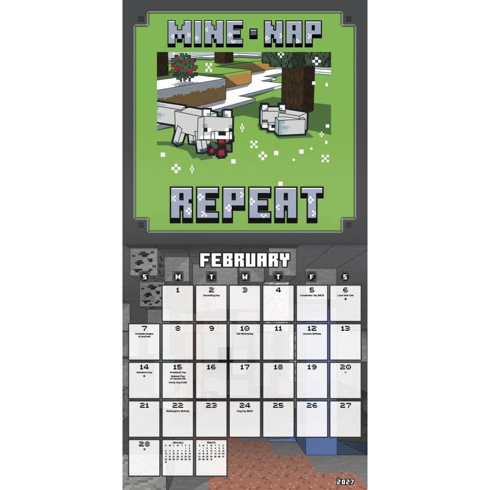 Minecraft Exclusive with Decal 2027 Wall Calendar Third Alternate Image