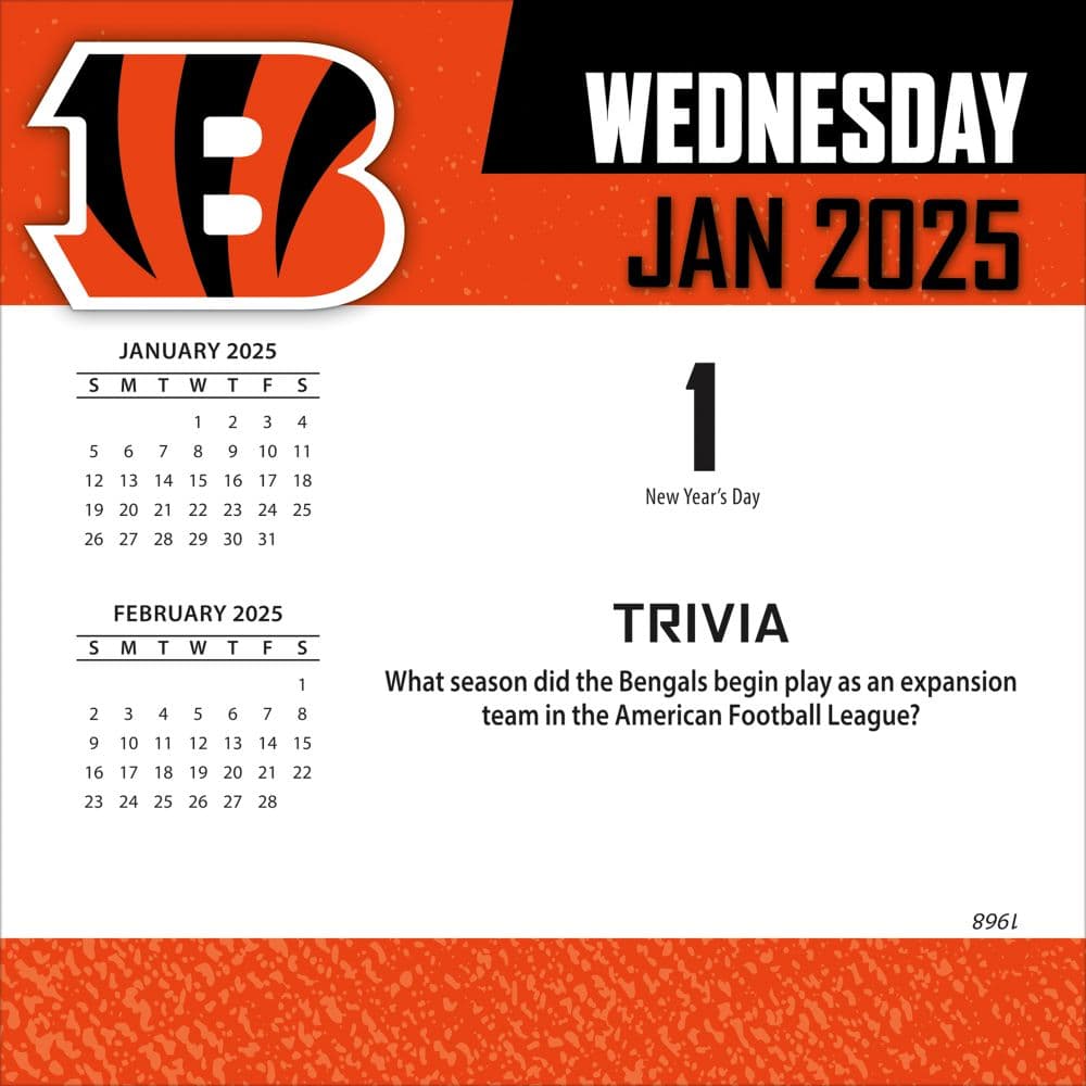 NFL Cincinnati Bengals 2025 Desk Calendar First Alternate Image