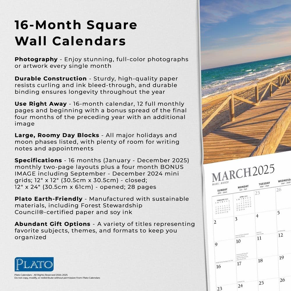 Beaches Plato 2025 Wall Calendar Fifth Alternate Image width=&quot;1000&quot; height=&quot;1000&quot;