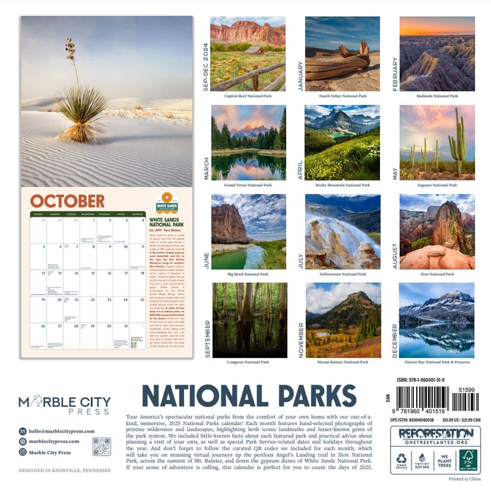 National Parks 2025 Wall Calendar First Alternate Image width="1000" height="1000"