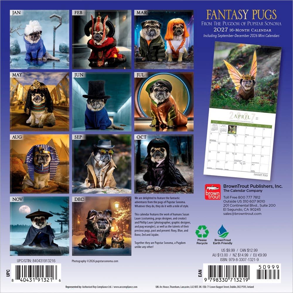 Fantasy Pugs 2027 Mini Wall Calendar First Alternate Image