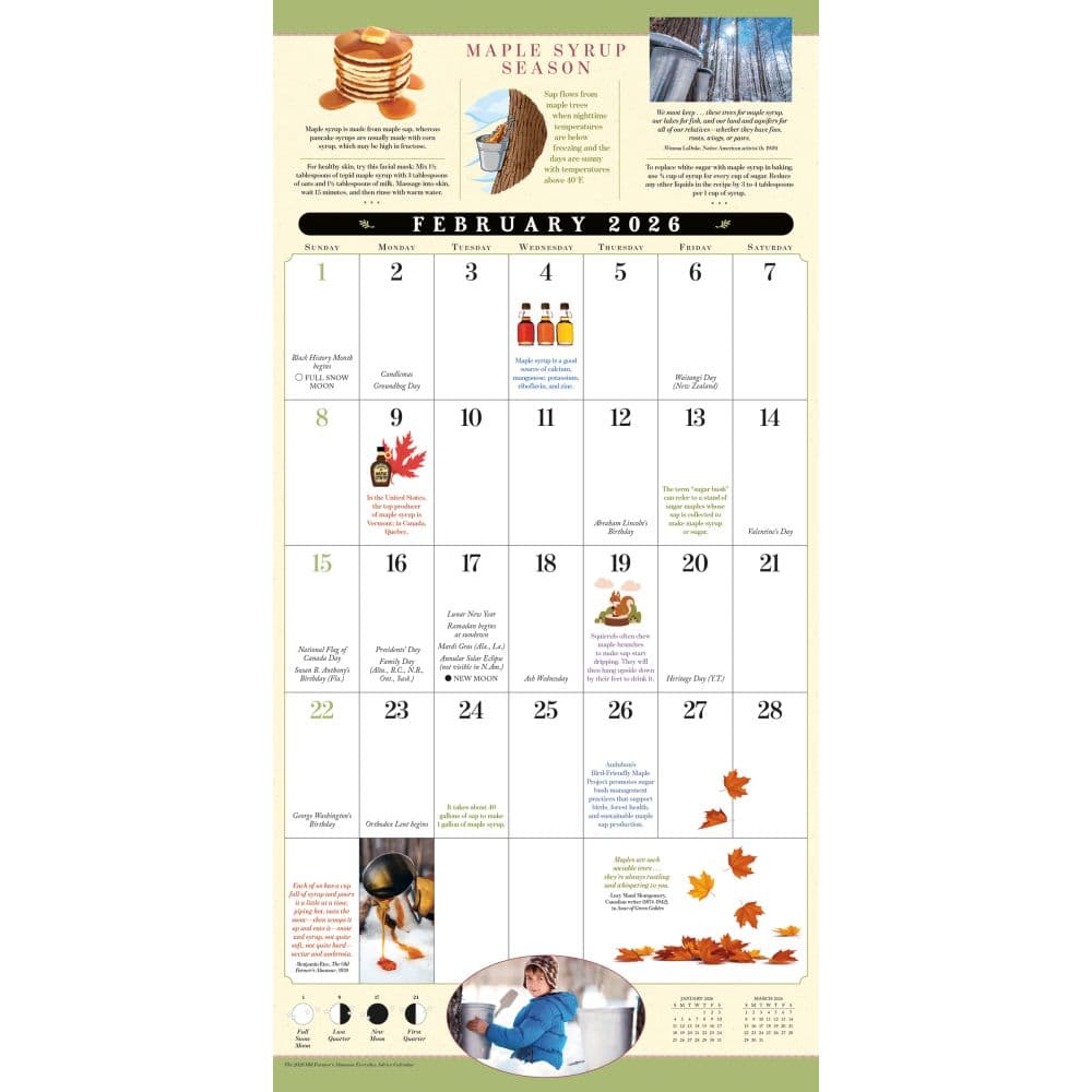 Old Farmer Almanac Advice 2026 Wall Calendar Third Alternate Image