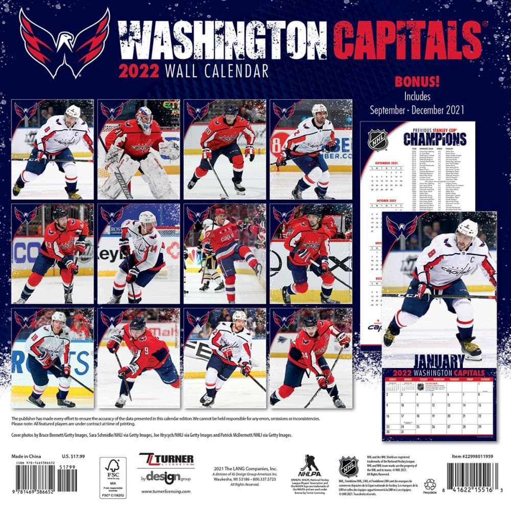 Washington Capitals 2022 Schedule Washington Capitals 2022 Wall Calendar - Calendars.com