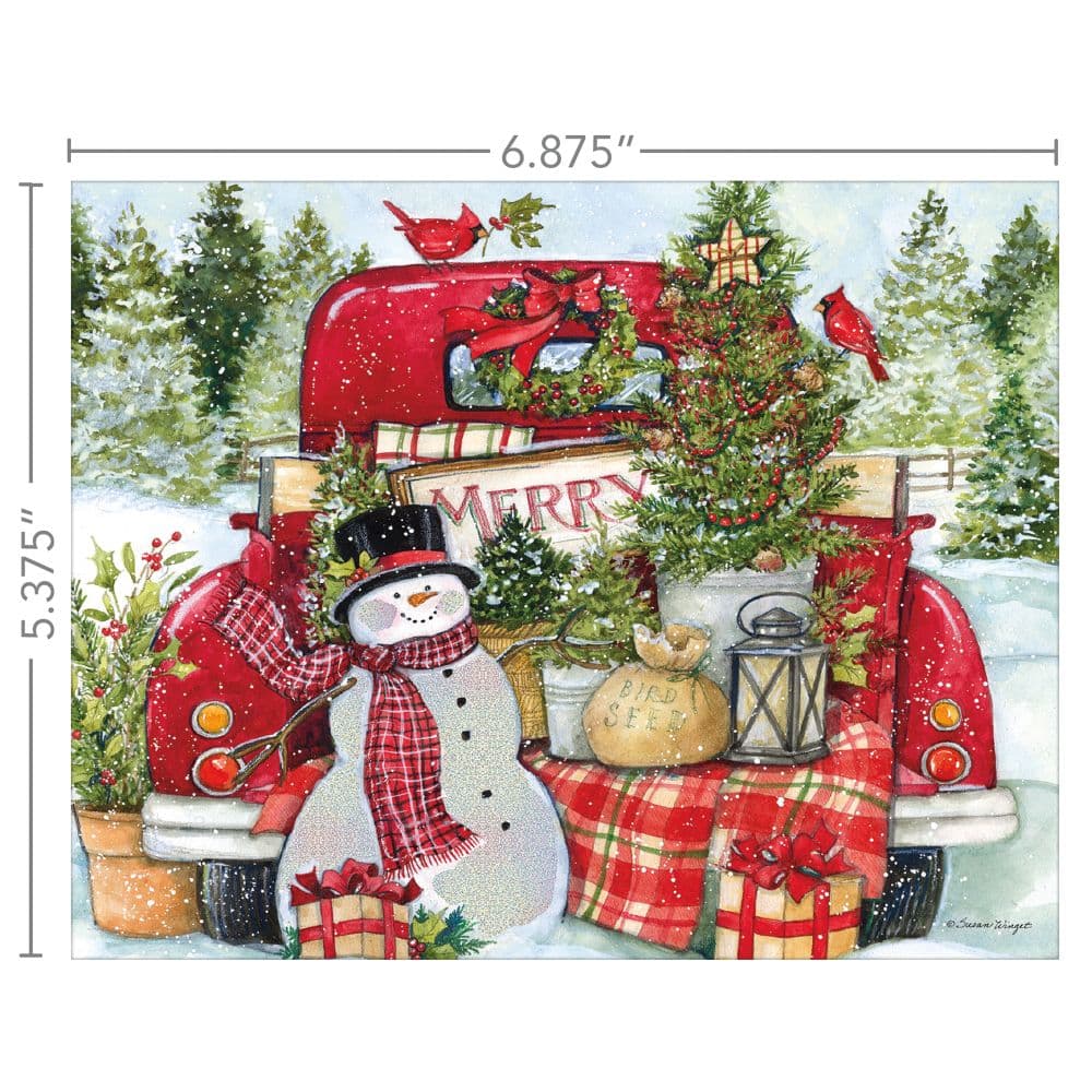 Red Truck and Snowman by Susan Winget Boxed Christmas Cards Alt5