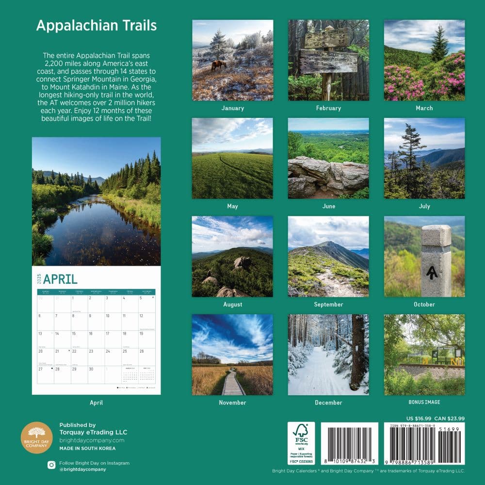 Appalachian Trails 2025 Wall Calendar First Alternate Image width="1000" height="1000"