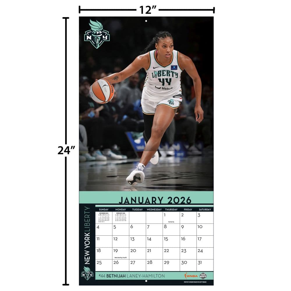 WNBA New York Liberty 2026 Wall Calendar Fourth Alternate Image