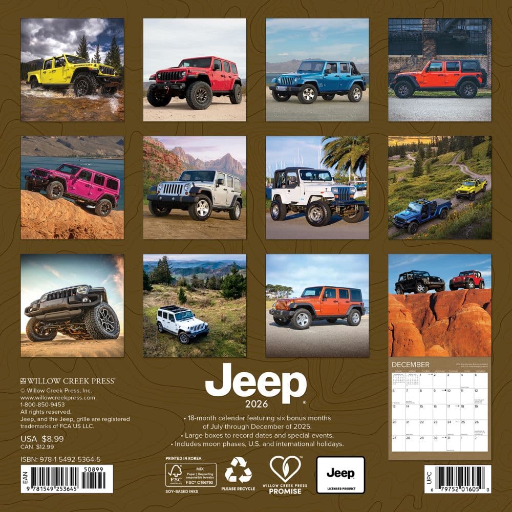 Jeep 2026 Mini Wall Calendar First Alternate Image