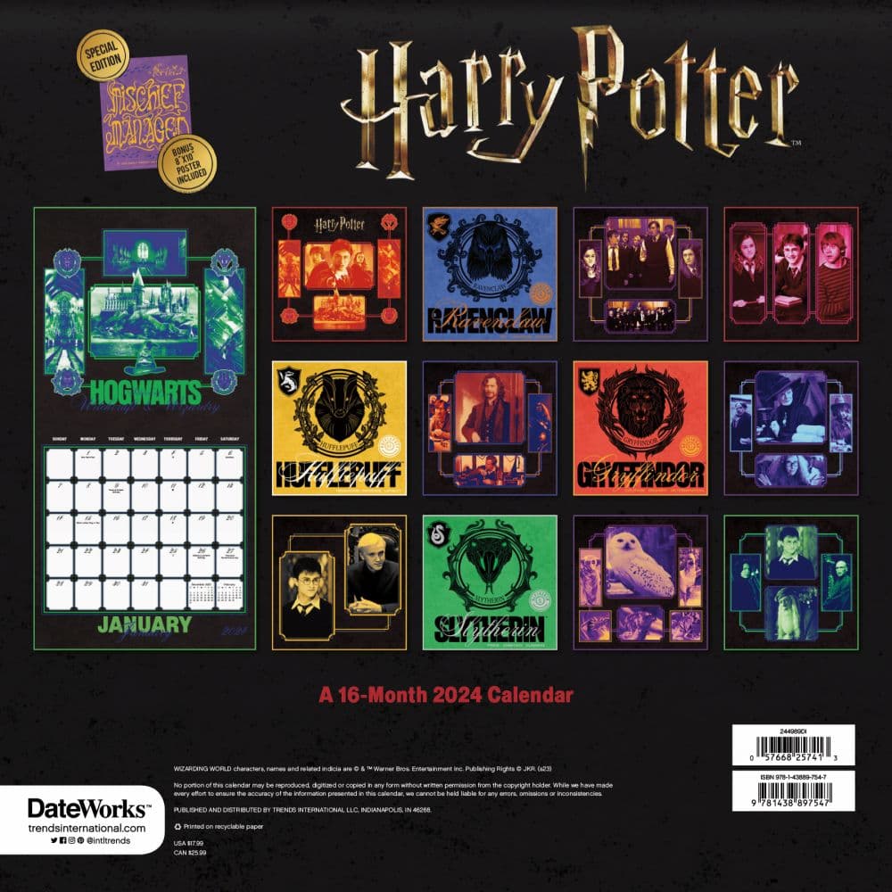 Harry Potter Exclusive 2024 Wall Calendar with Print First Alternate Image width=&quot;1000&quot; height=&quot;1000&quot;