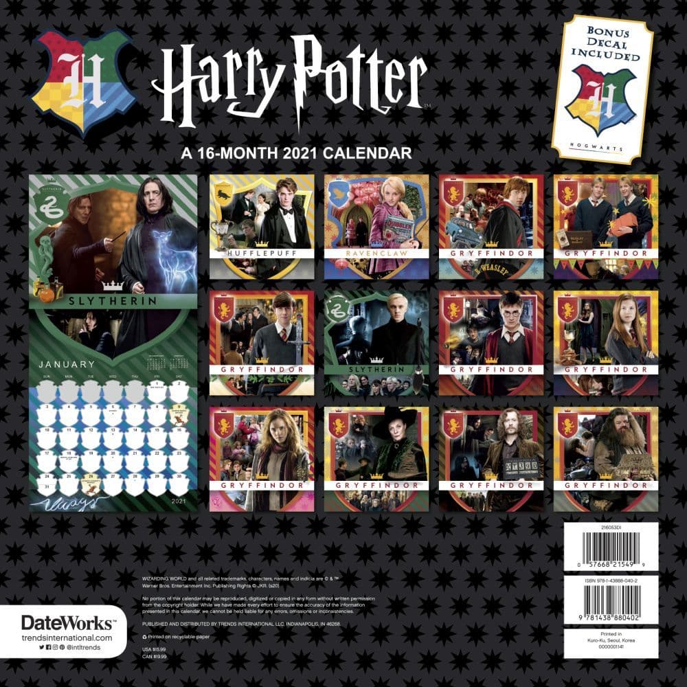 2025 Harry Potter Wall Calendar